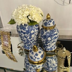 Ginger jar modern navy blue and gold